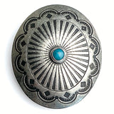 Blue Bead Agave Oval 1-1/2" with "Turquoise" / Shank Back, Nickel Silver 1.5" x 1.25"  #SW-245