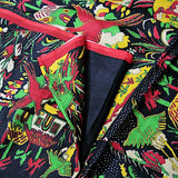 SALE -  Birds, Bright Rustic Folk Art Vintage Sari, 42" x 6+ yards,  #SR46