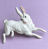 White Rabbit Large 2" Metal Enamel Bunny PIN by Susan Clarke #SC-31