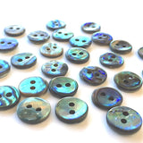 SEVEN Greens & Blues Vivid Abalone Small 3/8" Buttons. $14.75   #2257