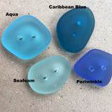 SALE Periwinkle-Sapphire Tumbled Silky Glass "Seaglass" Button, 1/2" - 3/4"