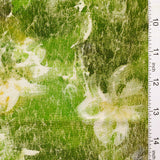 Hazy Green/White Floral Crepe Kimono Silk 6.5" x 38".   #4278