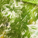 Hazy Green/White Floral Crepe Kimono Silk 14" x 61".   #4278