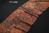 Folk Art Copper Patina Chirimen Crepe Kimono Silk  6.5" x 14"  #4294