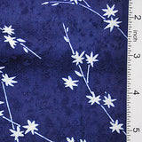 Chrysanthemums & Plum Blossoms on Deep Indigo Kimono Silk.  7" x 14", #4186