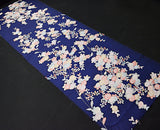 Navy/White Floral Vintage Kimono Silk   14" x 40"   #4642