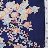 Navy/White Floral Vintage Kimono Silk   14" x 40"   #4642