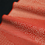 Red/Off-White Faux Patchwork Dot-Print Kimono Silk, 6.5" x 55"  #4033