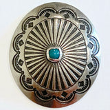 Blue Bead Agave 1-1/2" Oval with "Turquoise" / Screw Back, 1.5" x 1.25"   #SW-243