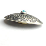 Blue Bead Agave 1-1/2" Oval with "Turquoise" / Screw Back, 1.5" x 1.25"   #SW-243
