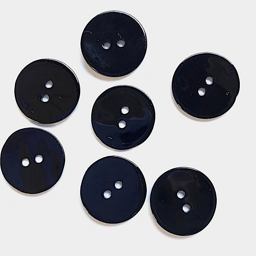 1/2, 5/8 or 7/8 Shiny Black, Plastic Buttons