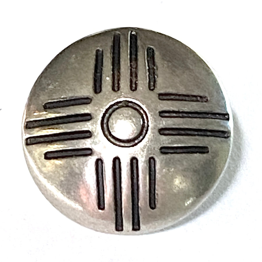 Sixteen Rays Sun Zia Small Concho Button Nickel Silver 1/2