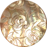 Golden Shell, White Roses Button, 2 sizes 13/16" or 1-1/8"