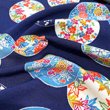 Lanterns Vintage Chirimen Crepe Bingata Kimono Silk by the Yard #1341