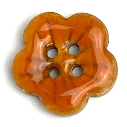 Orange Sakura Coconut Button 5/8"   #SWC-116  Handpainted, Shiny
