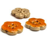Orange Sakura Coconut Button 5/8"   #SWC-116  Handpainted, Shiny