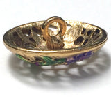 Purple Flowers, Gold Openwork Button 15/16" Susan Clarke Artisan Metal