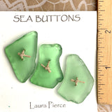 Sea Glass Buttons, Set of 3 Seafoam Green Ocean-Tumbled 1-1/4"  #LP-12
