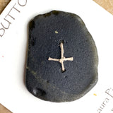 Sea Glass Button, Black Olive, Ocean-Tumbled 1-3/4"  #LP-17