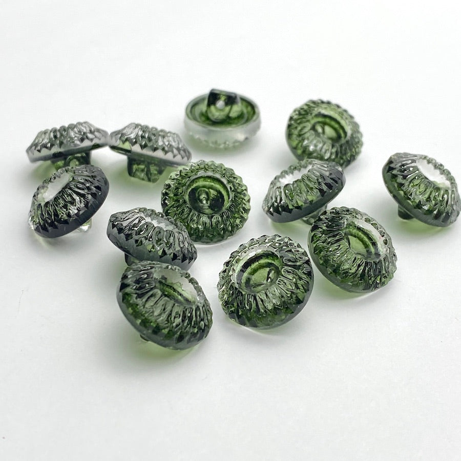 Large Emerald Green Vintage Faceted Glass Buttons, Clear 1/2 # GL 367 –  The Button Bird