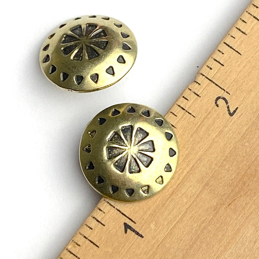 Brass Concho Button w. 'Wreath' Design 5/8" SW260 The Button Bird