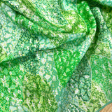 SALE Spring Green Chirimen Crepe Kimono Silk Pieces, 14" x 42"