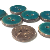 Dark Turquoise Blue Shiny Coconut 1-1/8" 2-Hole Button  #SWC-112