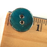 Dark Turquoise Blue Shiny Coconut 11/16" 2-hole Button. #SWC-77