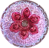 Magenta + Pink Arabian Star Glass Button 3/4" #CZ 185