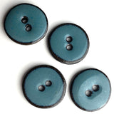Turquoise/Black Ceramic 1" Buttons Round 2-Hole #RN-TLR