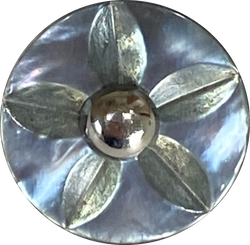 Gray Vintage Shell "Starflower" Button 3/4", Shank Back #SK-765