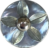 Gray Vintage Shell "Starflower" Button 3/4", Shank Back #SK-765