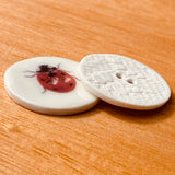 Ladybug Porcelain Button 1-1/8" 2-hole, Handmade