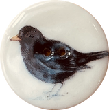 Blackbird Porcelain Button 1-1/8" 2-hole, Handmade