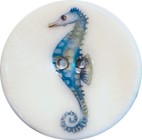 Seahorse Porcelain Button 1-1/8" 2-hole, Handmade Sea Horse