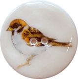 Sparrow Bird Porcelain Button 1-1/8" 2-hole, Handmade