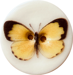 Yellow Butterfly Button, Porcelain 1-1/2"