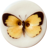 Yellow Butterfly Button, Porcelain 1-1/2"