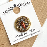 Bug Button, Shiny Red/Gold 1/2" by Susan Clarke  #SC-348