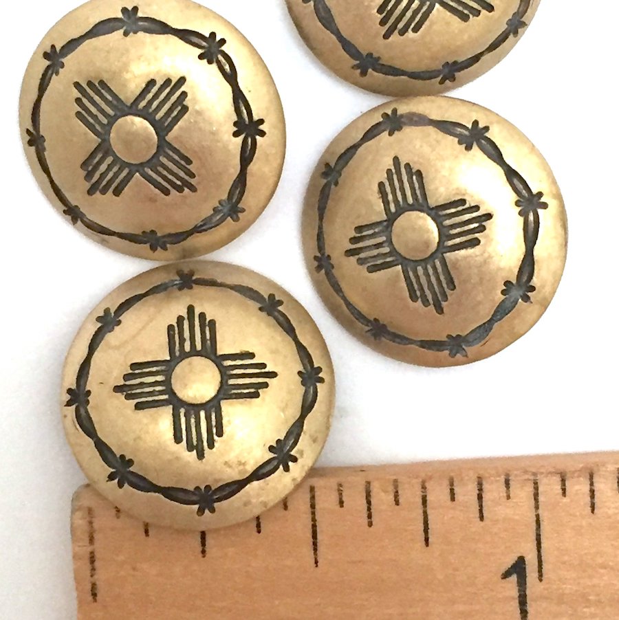 Southwest Zia Sun Symbol, Brass with Barbed Wire 5/8" SW44 The