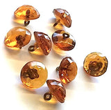 Amber Vintage Faceted Glass Buttons, Clear 1/2" # GL366