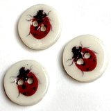 Ladybug Tiny Round Porcelain Button, 7/16"