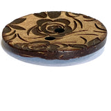SALE $1.00 !! Brown Carved Rose on Coconut 2-hole Button 1-5/8"  #0473