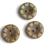 Muddy Czech Glass Sunray Flower, 2 hole button 14mm/ 9/16"  #AB-7806