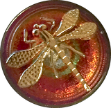 Orange/Magenta Dragonfly Czech Glass Button, 22mm  7/8" # CZ 155-B