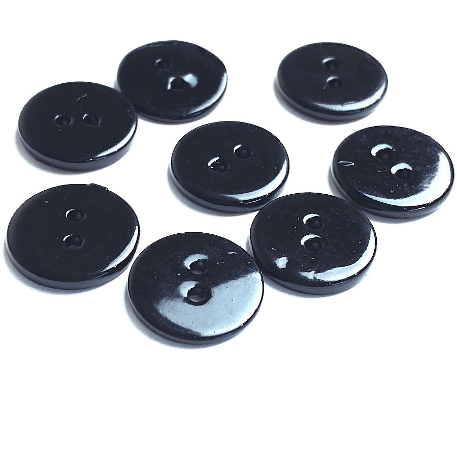 Black Shiny 1/2 Agoya Shell Button, Pack of 8, #1227 – The Button