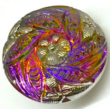 Rainbow Plumeria Czech Glass Button 18mm / 3/4"  # CZ 278