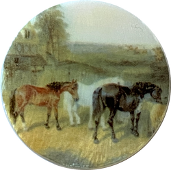 Horses in Pasture 1-3/8" Artisan Made Pearl Shell Button #SC-1574