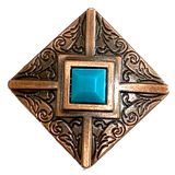 Copper/Turquoise Southwest Square Screw Back Concho 1.25"  #SWH-117