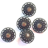 Black 'Antique' Spanish Lace Metal Button 15/16"   Item #SK941